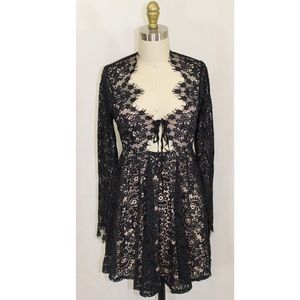 For Love & Lemon black lace key hole dress XS